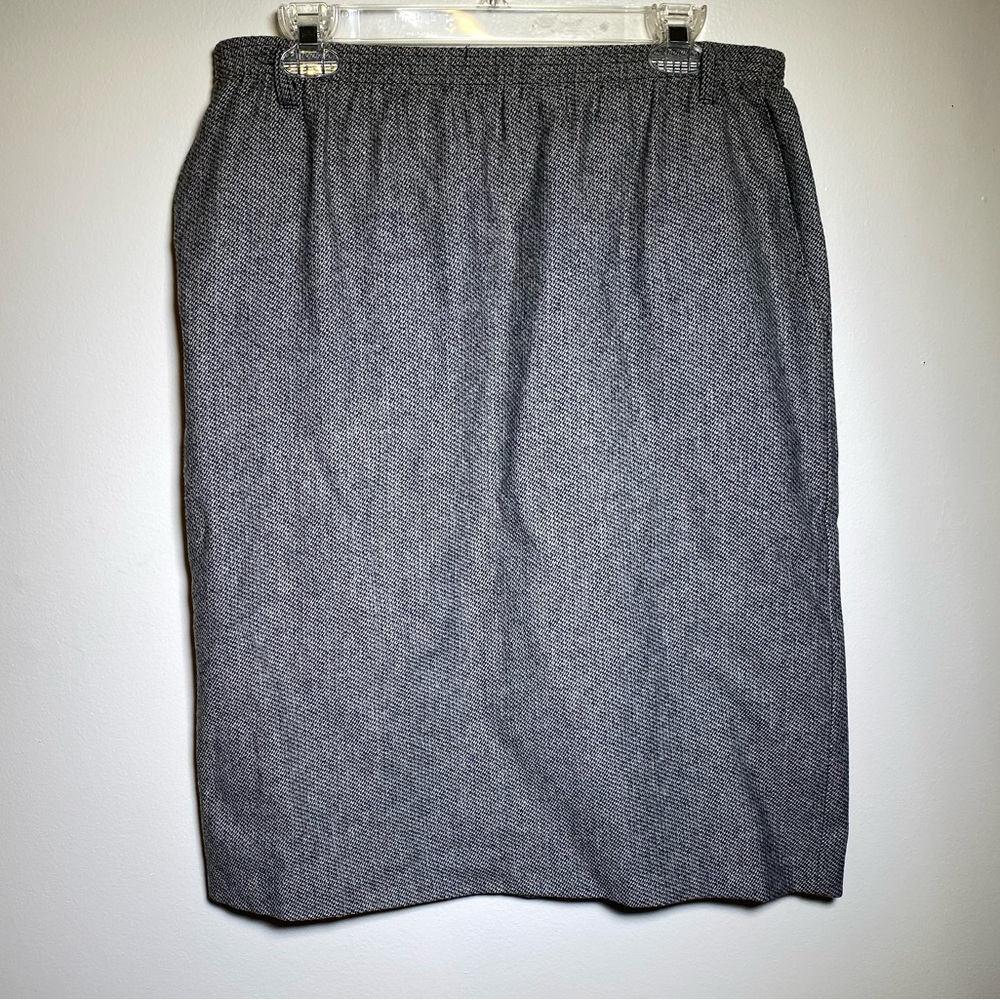 Vintage Tweed Wool Blend Pencil Skirt elastic waist w/ pocket Size 14 Petite
